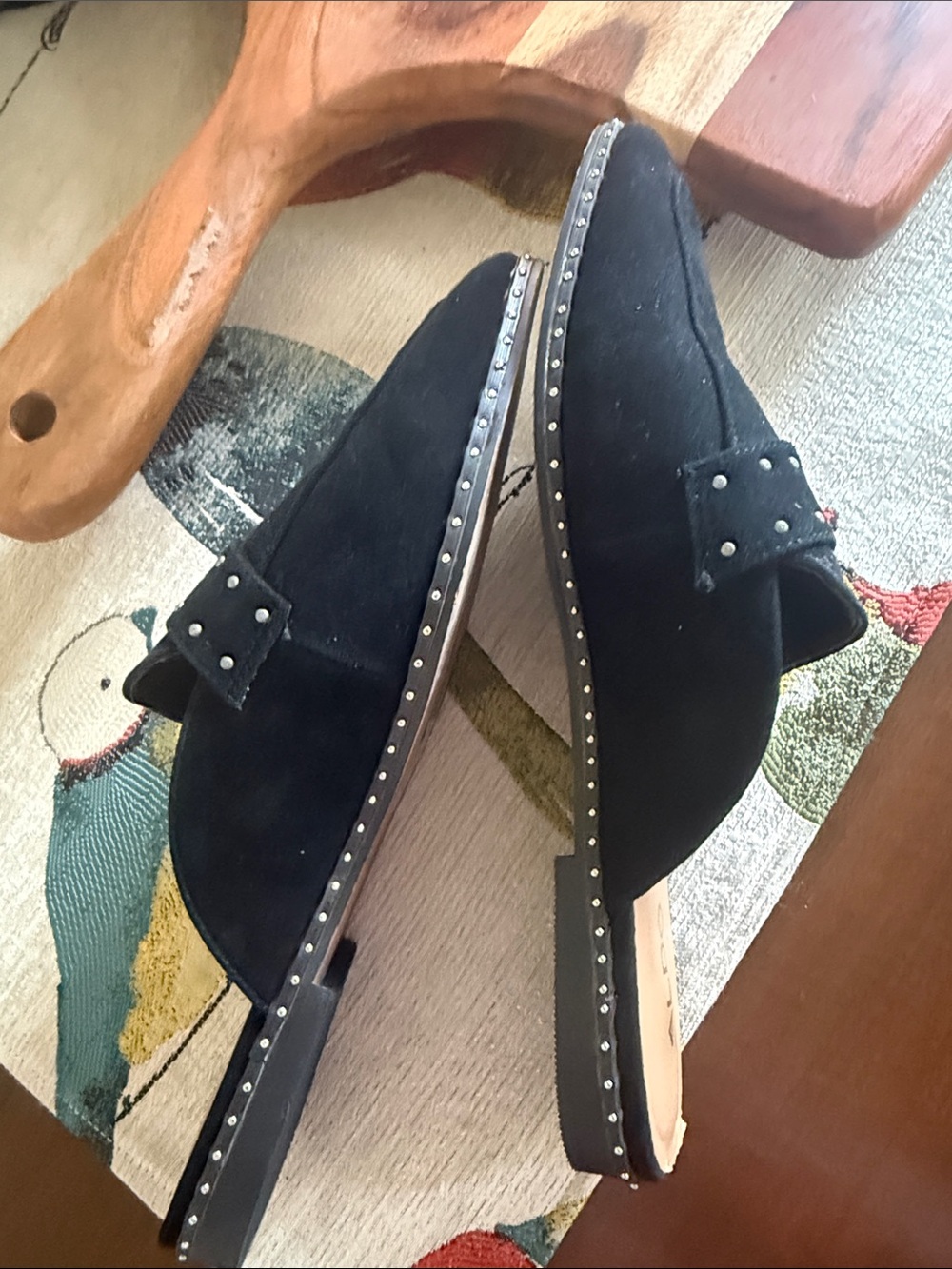 Aldo Black Suede Studded Pointed-Toe Mules 8 - Picture 7 of 7